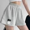 Pantaloni scurți pentru femei cu talie înaltă, cu bandă elastică, buzunare, textura vafelor, pantaloni scurți sport cu talie înaltă, îmbrăcăminte de stradă