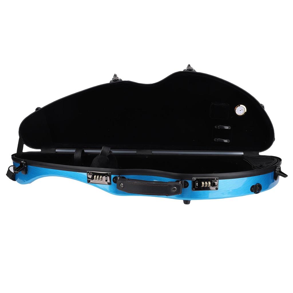 4 4 Violin Storage Case with Hygrometer and Combination Lock Shoulder Straps Lightweight Carbon Fiber Violin Box Blue
