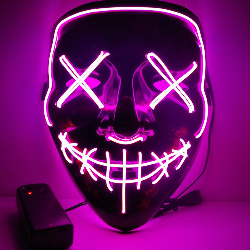Black Ghost LED Sound-Control Mask - Luminous V Shape Halloween Prop