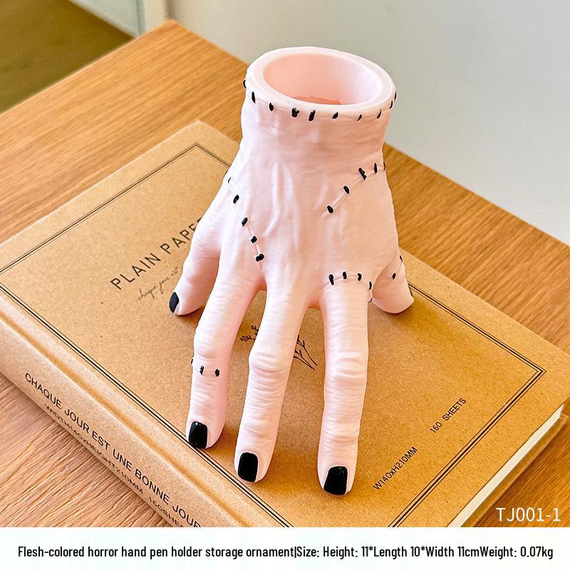 Creative Horror Hand Pen Holder: Multifunctional Desk Storage & Decorative Ornament for Student, Office, or Living Room.