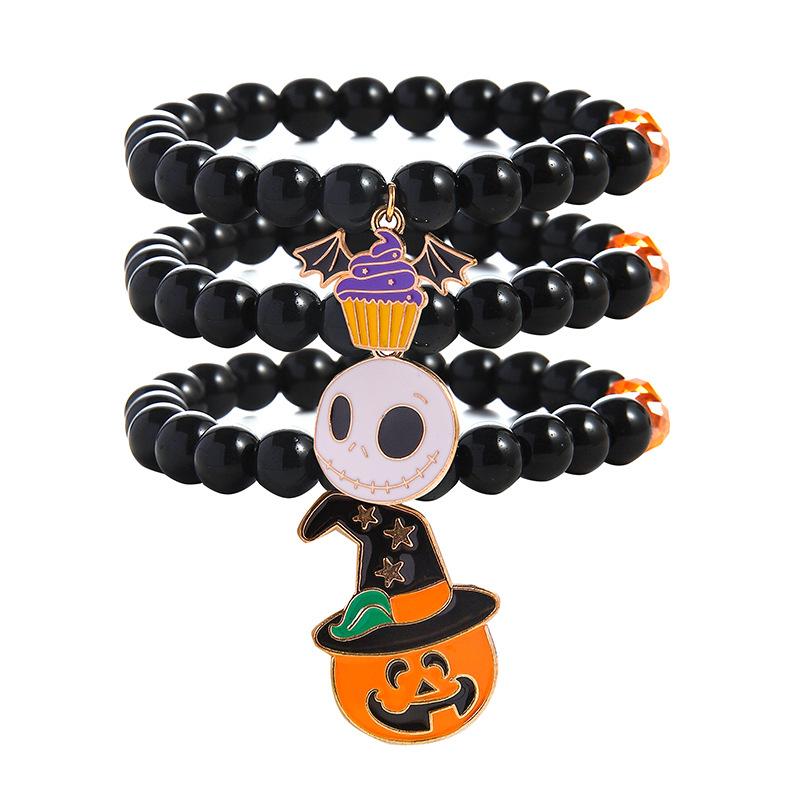Halloween Beaded Bracelets Set For Women Pumpkin Spider Ghost Skeleton Multi-layer Stacked Bracelet All Saints' Day Jewelry Gift