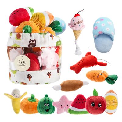 Nocciola Hundespielzeug Obst, Haustierspielzeug mit Sound, kleine Hunde, mittelgroße Hunde, Hundespielzeug, Stofftier, stabiles Welpenspielzeug, Spielen, Stressabbau, Kauspielzeug, 12-teiliges Beutel