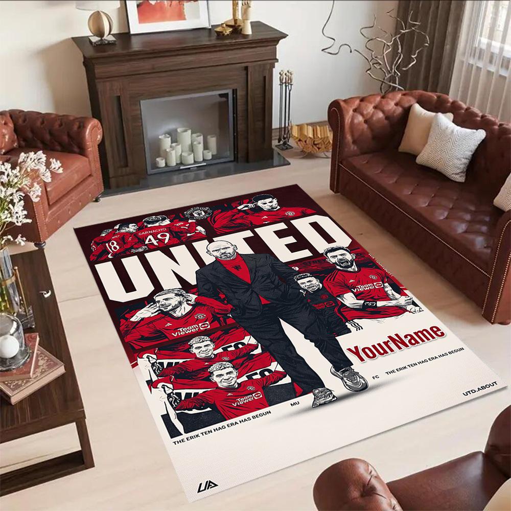 Manchester Customizable Name Area Rug Perfect for Balcony Game Room Entryway Kitchen Antislip Carpet Office home decor