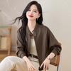 Leather jacket women's short spring and autumn new loose fashion stand-up collar jacket jacket small casual motorcycle clothes