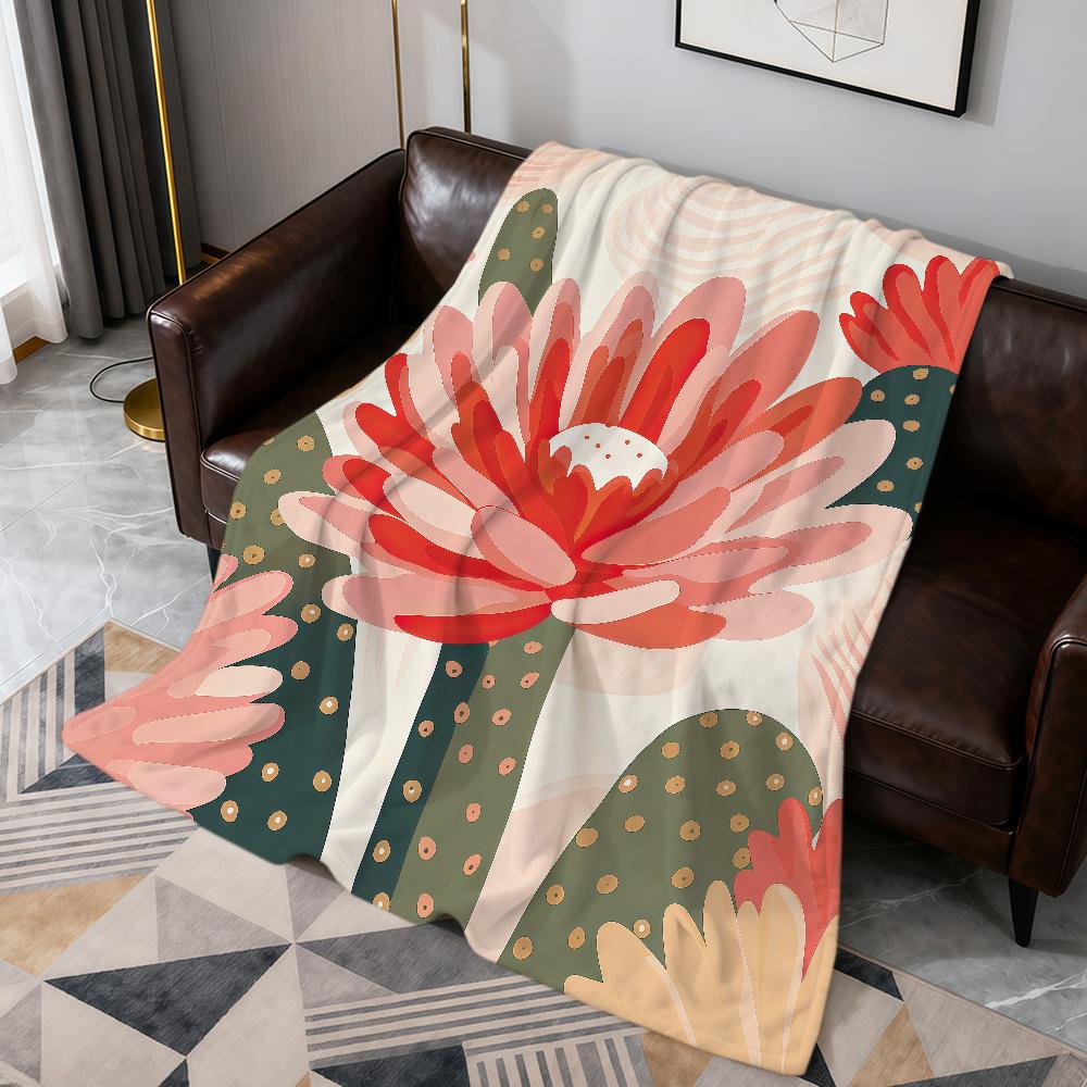 Fashion Vibrant Floral Modern Art Flannel Soft Warm Plush Blanket For Sofa Living Room Pet Hogar Bedroom Gift Home Car Portable