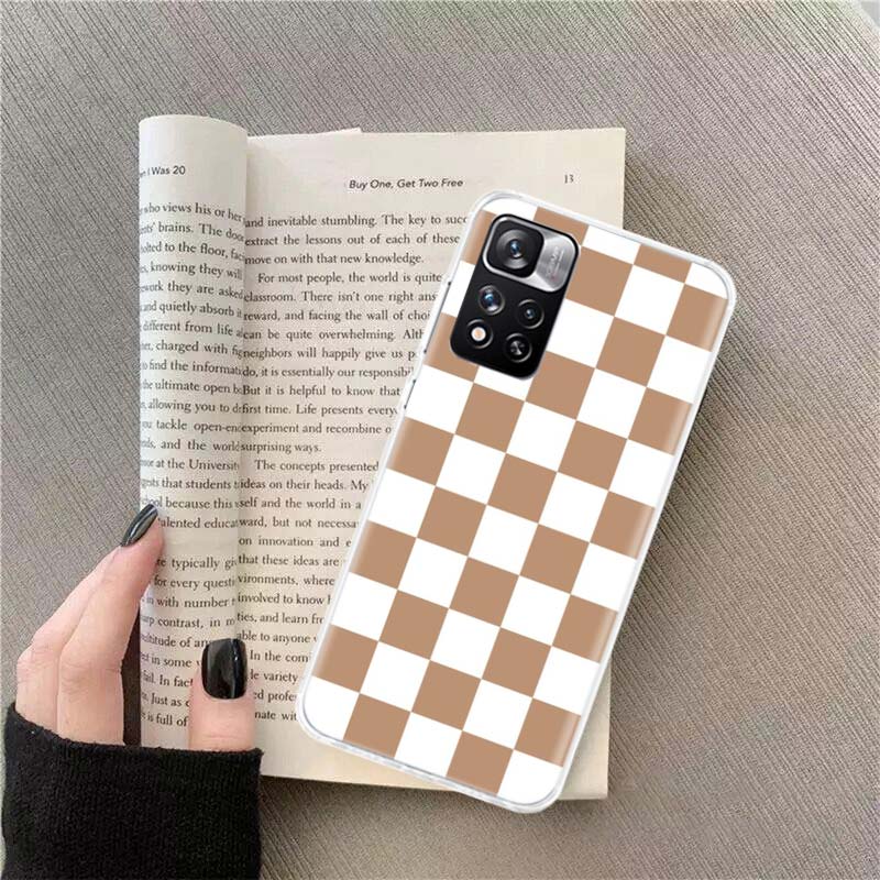 Retro Classic Chess Board Grid Phone Case For Redmi Note 13 12 Pro Plus 14 15 Pro 5G 11 11T 11E 11S 10 Pro 10S 9 9S Cover Cell C