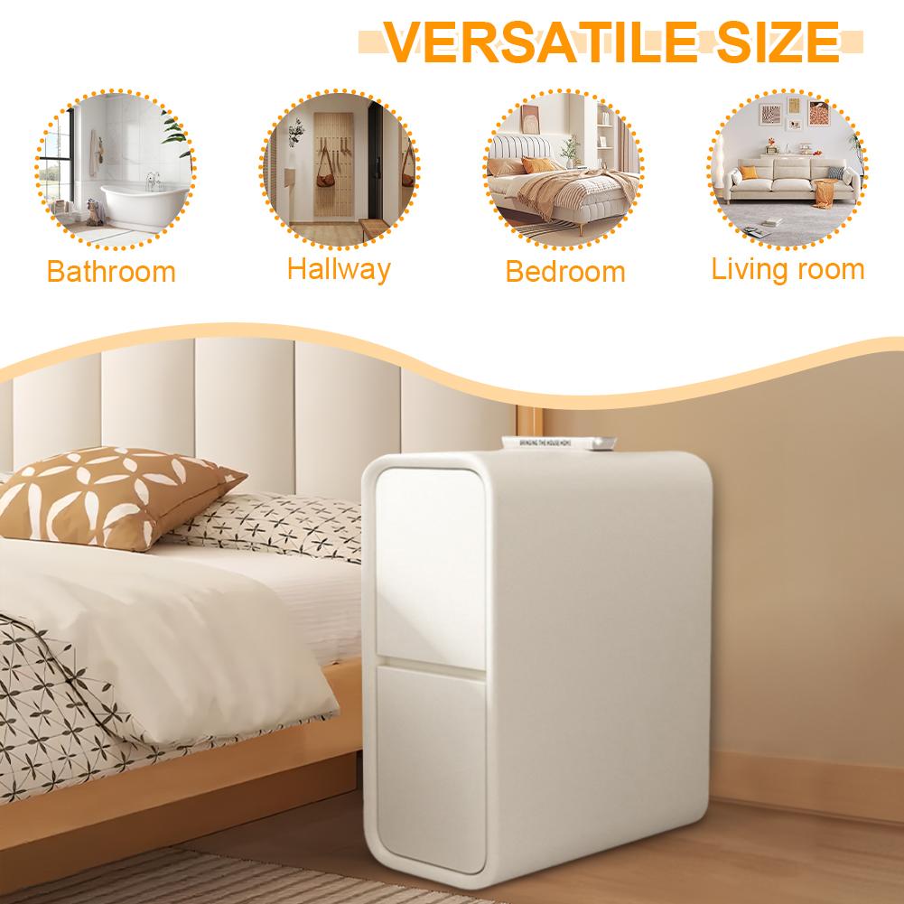 Solid Wood Bedside Table with Drawers Side Table for Bedroom with Leather Surface Bedside Cabinet for Bedroom Living Room