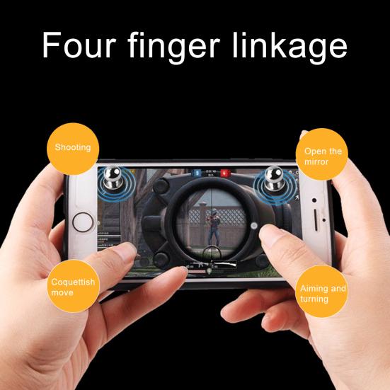 2Pcs Four-finger Linkage Mobile Phone Game Gamepad Triggers Aim Fire Buttons
