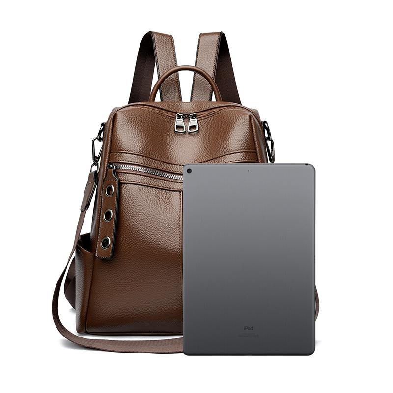 Women's Multi-functional Leather Backpack Retro Leather Shoulder Bag Large Capacity Backpack for Daily Commute and Weekend Outings and Travel