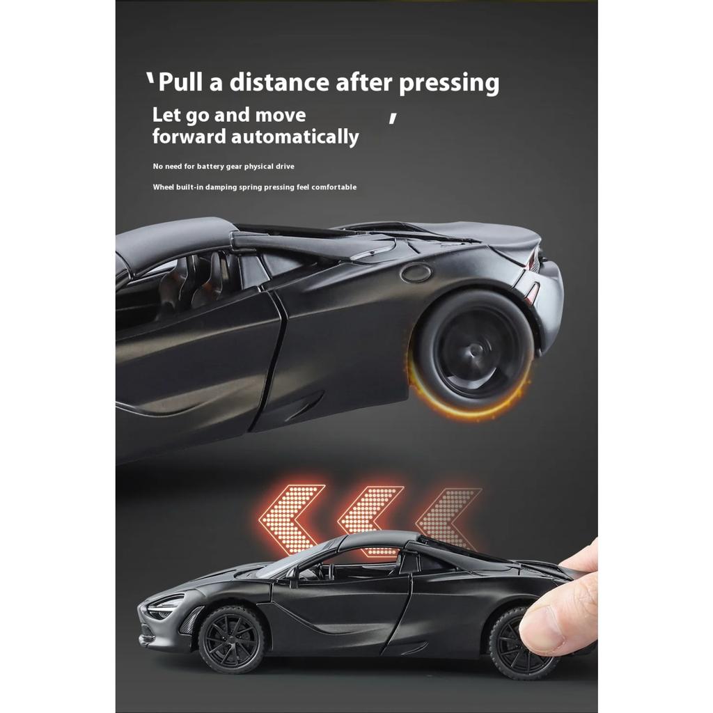 Alloy Die-cast 1/32 McLaren 720S Convertible Sports Car, Bring Back Children's Toy Cars, Desktop Ornaments, Boys' Gifts