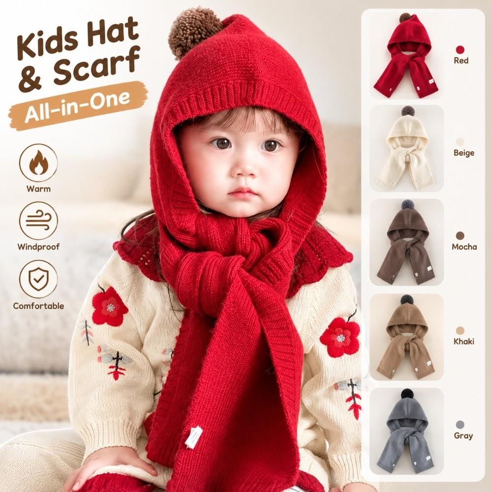 Knitted Kids Winter Hat Windproof Hat Scarf Combo New Windproof Beanie Daily Use