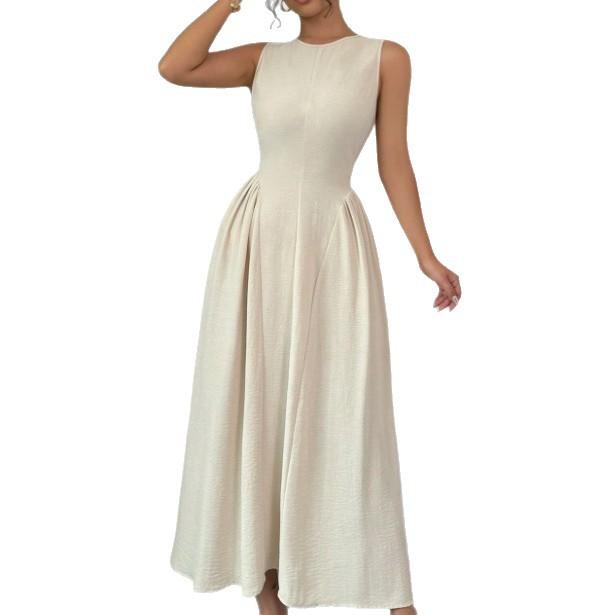 European and American women's clothing sleeveless spring and summer thin temperament waist dress