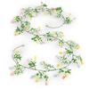 Easter Egg Artificial Garland 210cm Colored Wreath W/Eggs & Green Leaves Hanging Wall Decor for Mantle Spring & Table Centerpiec