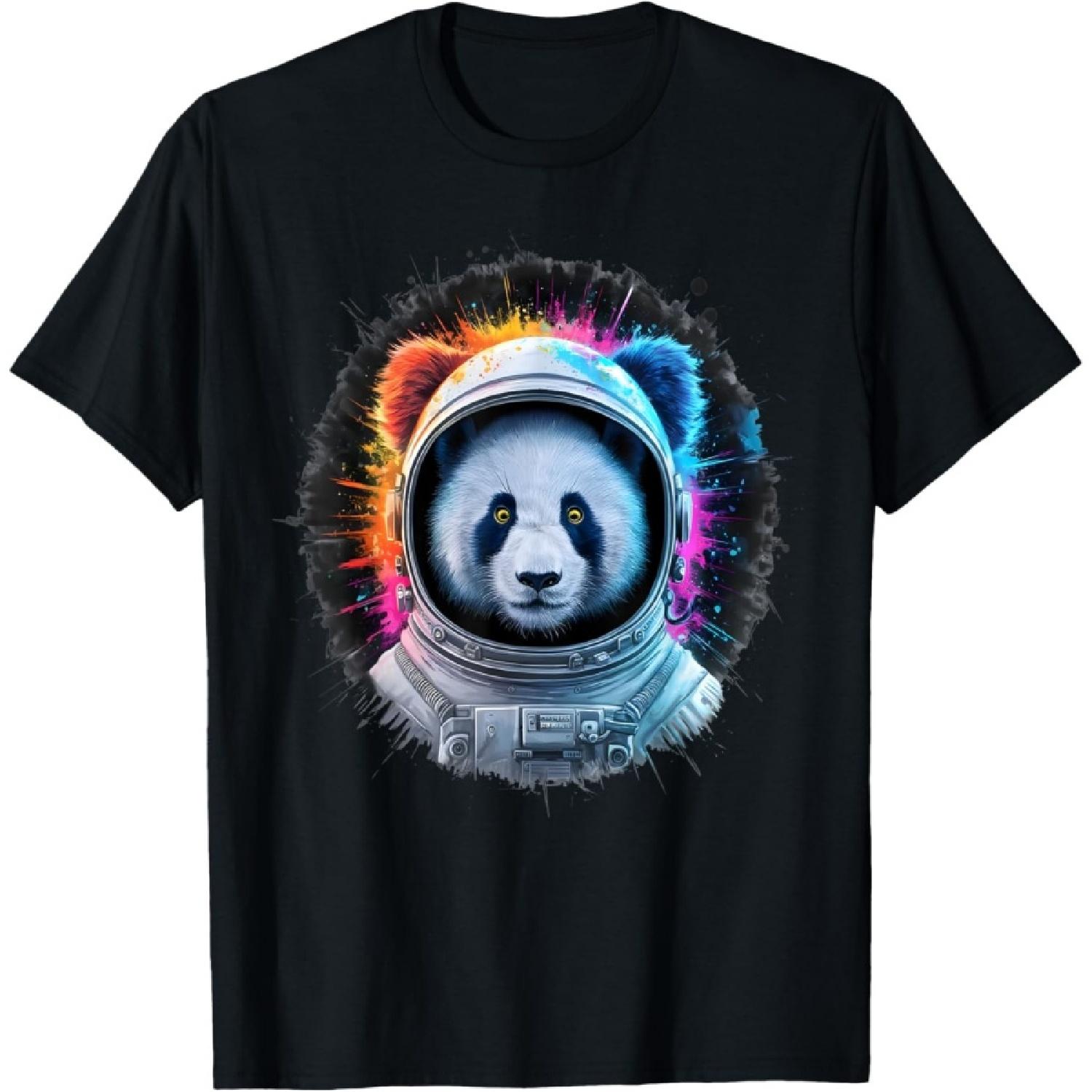 Panda Men Woman Panda Bear Colorful Space Astronaut Panda T-Shirt S
