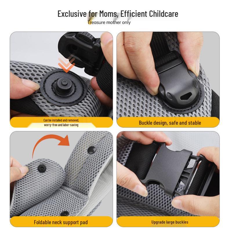 Infant Pure Cotton Double Shoulder Baby Carrier with Hip Seat, Spine Protection, and Front Carrying.