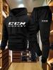Groothandel CCM Bedrukt Heren Casual Sport Tweedeelig Pak Lange Mouw Hoodie en Joggingpak
