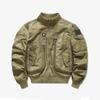 Herren Baseballkragen Militärfan Jacke, Luftwaffe Pilot Taktischer Stehkragen Lässiger Outerwear Mantel