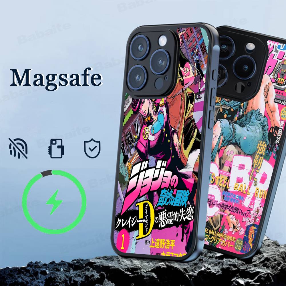 JoJos Bizarre Adventure Phone Case Magnetic Case For IPhone 16 14 13 12 11 15 Pro Max Plus For Magsafe Wireless Charge Cover
