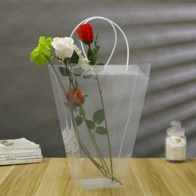Practical Plastic Bouquet Carrier Bag Transparent with Handle Flower Gift Packing Box Clear Tote Bag