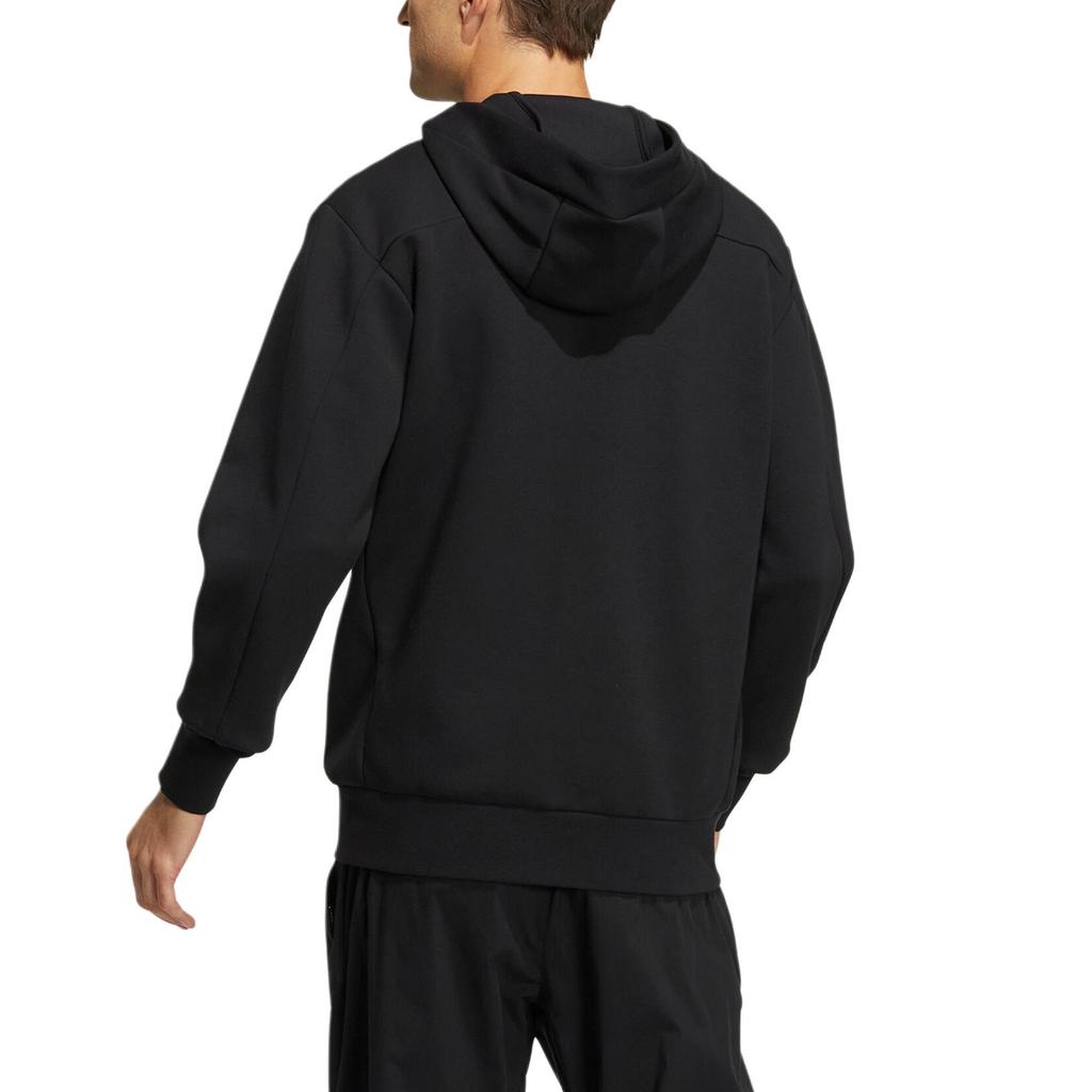 adidas Embroidered Logo Zip Hoodie Men Jackets Black HN8978