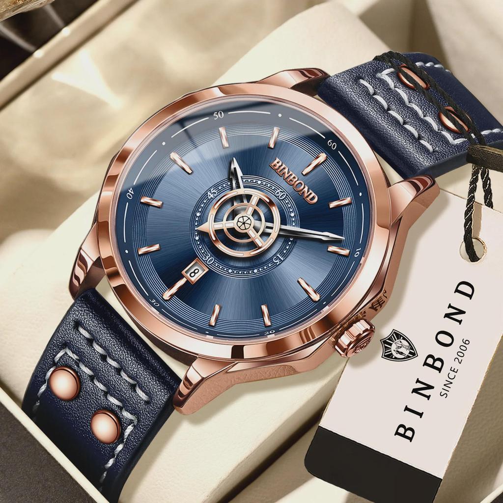 BINBOND Man Sport Wristwatch Casual Luminous Male Clock Business Quartz Movement Men's Watches