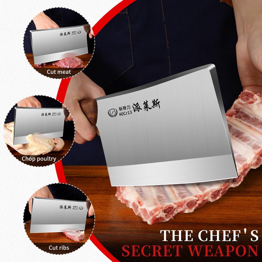 Heavy Duty Stainless Steel Meat Cleaver, Ultra-Sharp Chef's Knife, Professional Butcher Knife, Thickened Blade Kitchen Knife