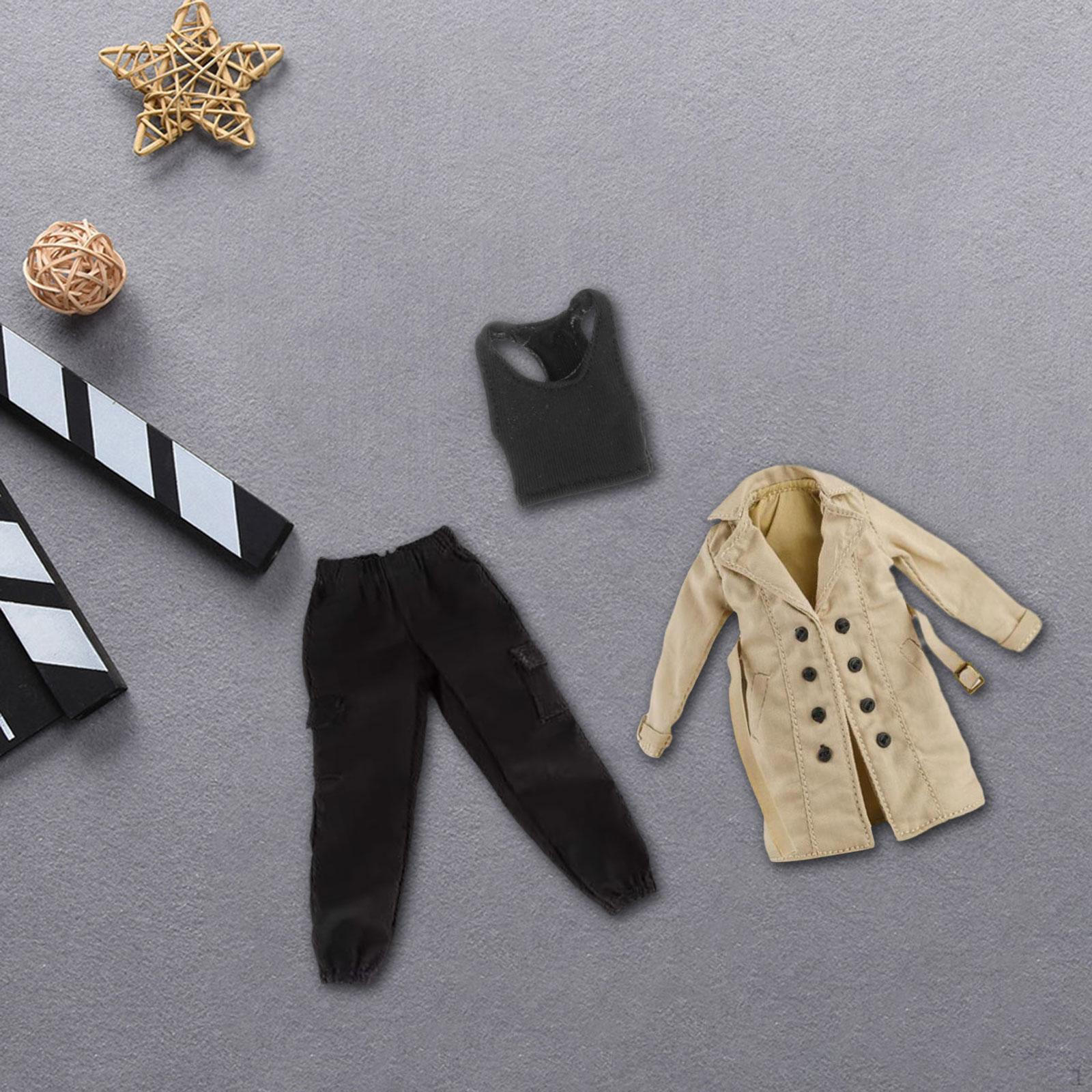 

1/12 Женский комплект одежды для фигурки с курткой и брюками для 6-дюймовых кукол бежевый