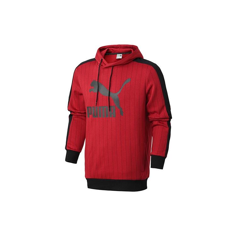 PUMA Pinstripe Aop Pullover Hoodie Red Men s 530179-50 M