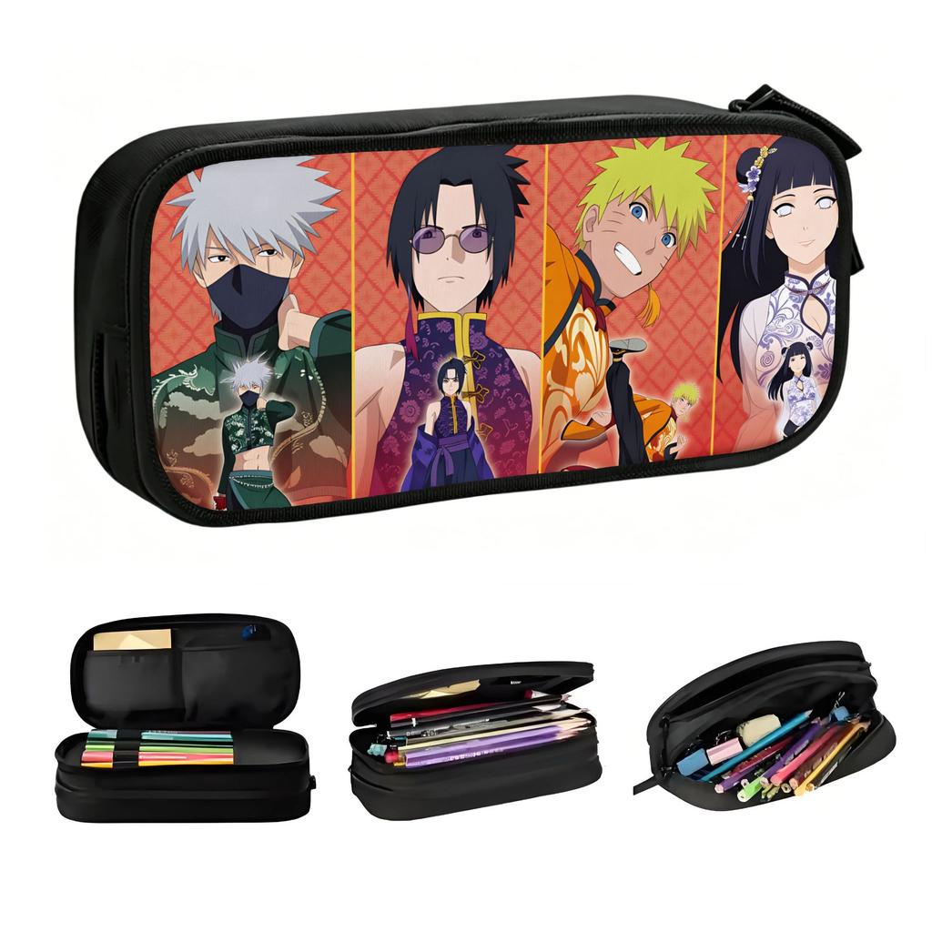 Sasuke Uchiha Naruto Kakashi Hatake Kawaii Pencil Cases Boys Girls Large Capacity Naruto Uzumaki Pencil Box Student School