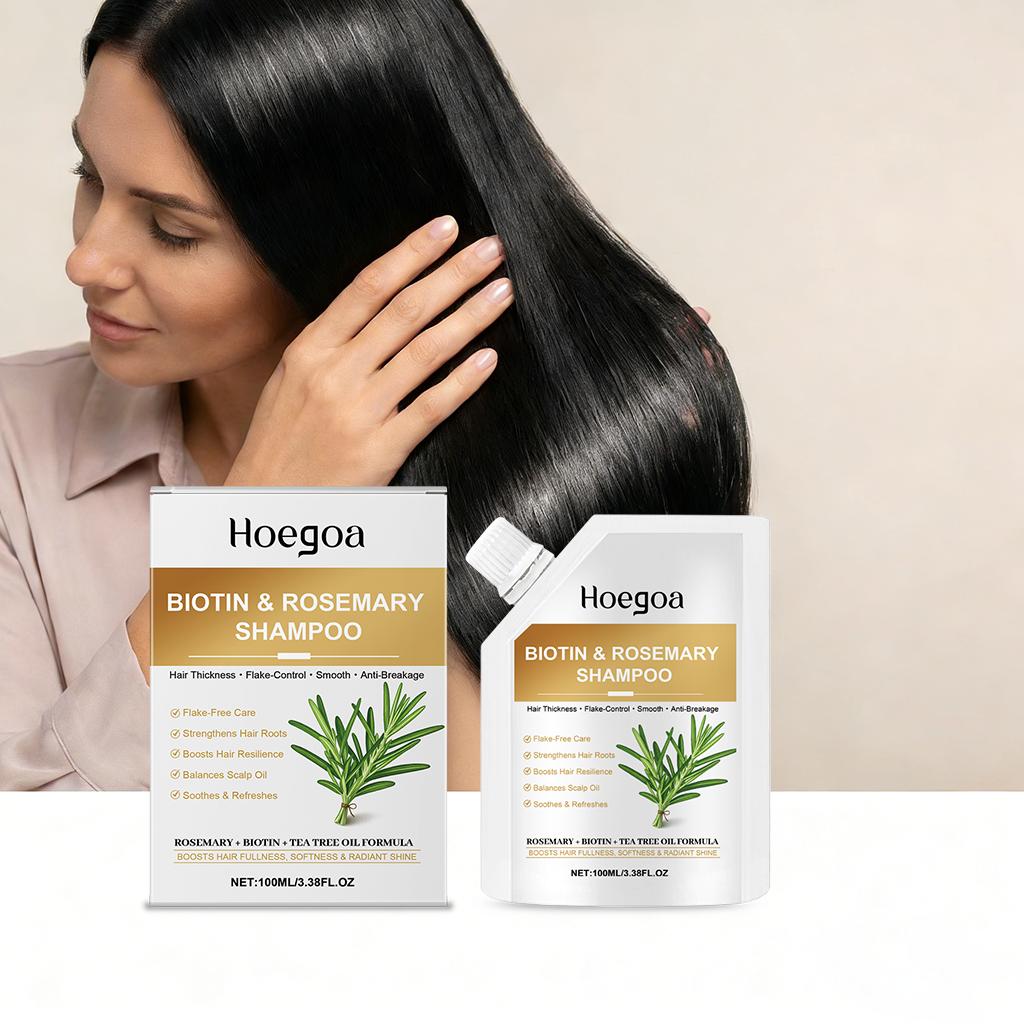Biotin Rosmarin Shampoo, Sanfte Reinigung, Feuchtigkeitsspendend Glättend Nährend, Tägliche Haarpflege für Weiche Seidige Strähnen