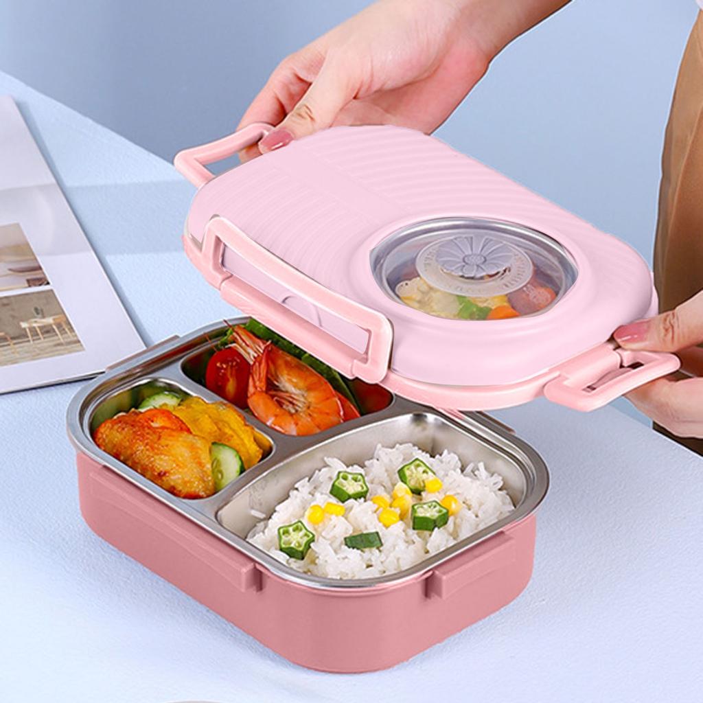 1 Pcs Portable Bento Boxes New 1000ml with Soup Bowl Stackable Lunch Container 304 Stainless Steel Snack Box Container Adult