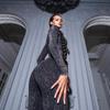 Modischer, sexy, kurzer Reißverschluss, Oberteil mit hoher Taille, bauchbetonender Hose, Schlaghose, passendes Set für Damen