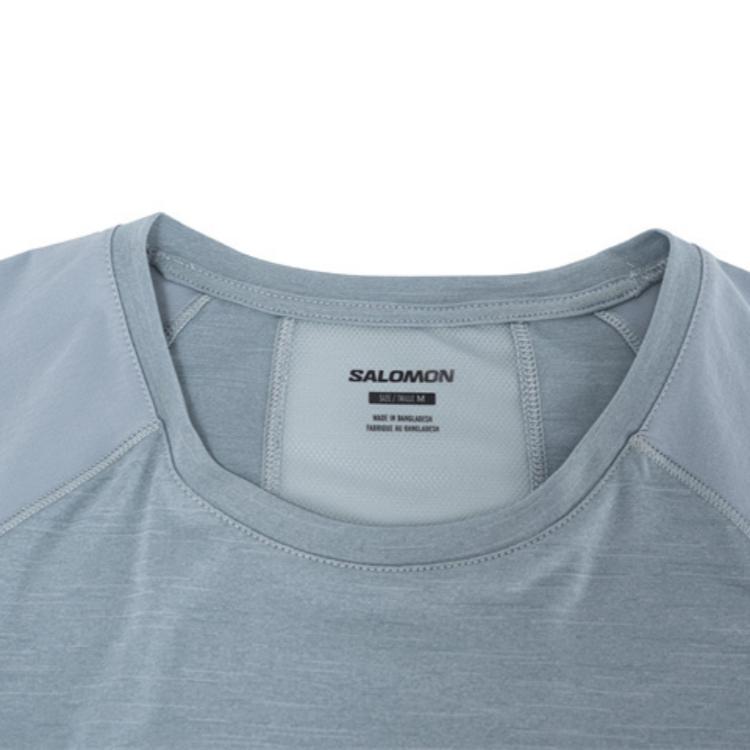 Salomon Solid Color Spliced Comfortable Fashionable Breathable Soft Short Sleeve T-Shirt Women Tops Fragrant-Blue C22337