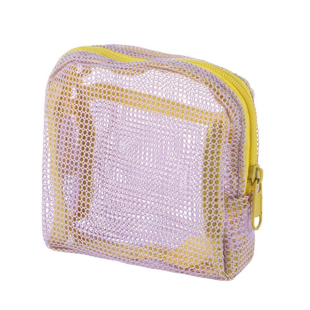 Large Capacity Mesh Cosmetic Bag Candy Color Coin Purse Durable Storage Bag