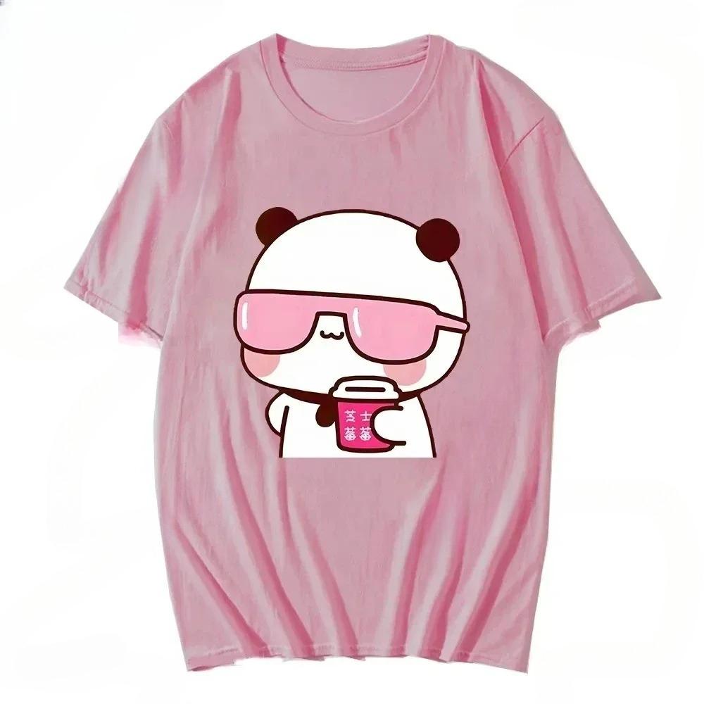 Couple Tee Bubu Is Watching Movies And Milk Tea With Dudu Tshirt Cartoon Cute Graphic Tees For Ladies Kawaii Unisex Tops