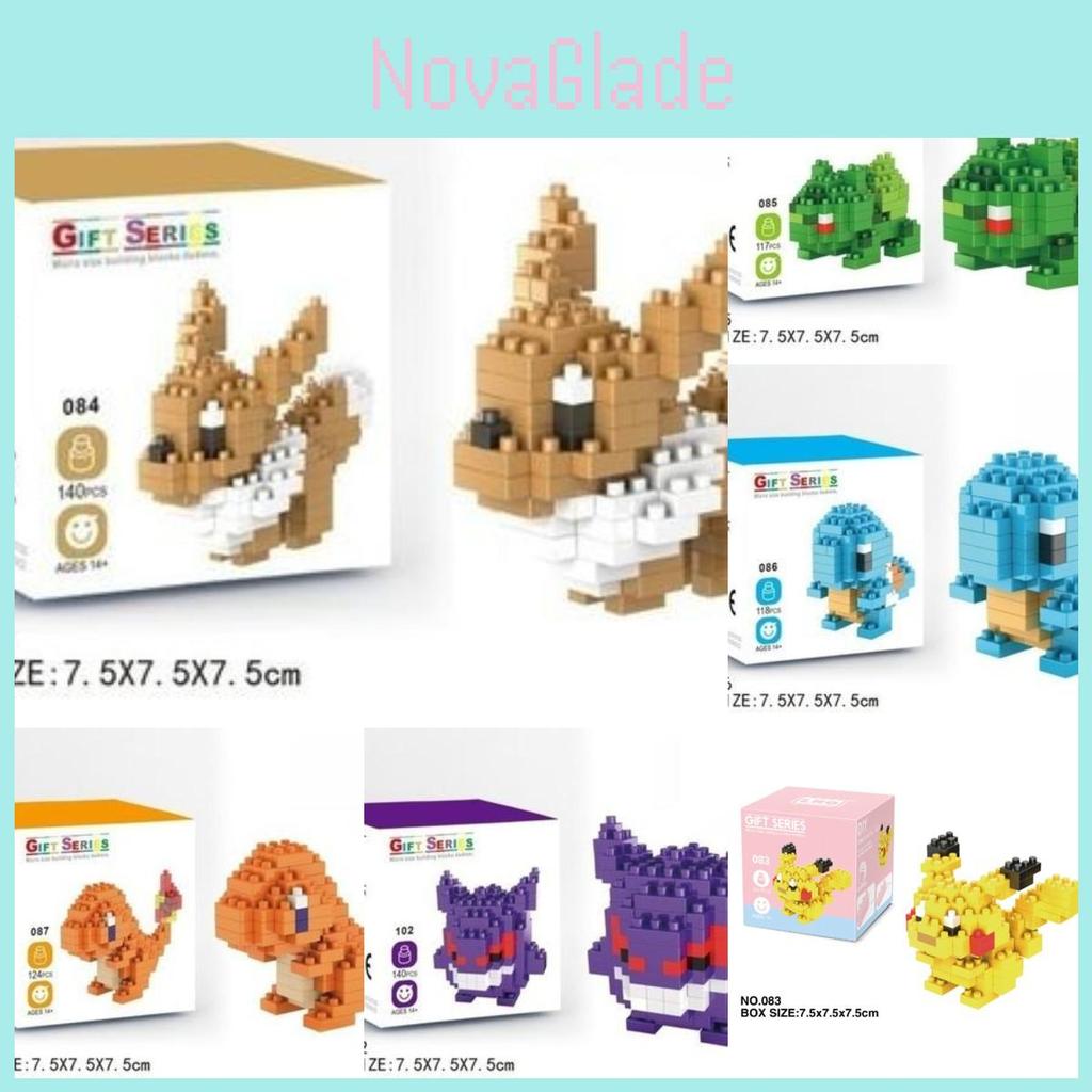 Pokemon Diy Building Blocks Figures Set Pikachu Plastic Toy Model Kids Gift