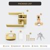 Brushed Gold Door Handles, Heavy Duty Keyless Privacy Door Lever, Reversible Square Door Handle Without Keys for Bedroom Bathroo