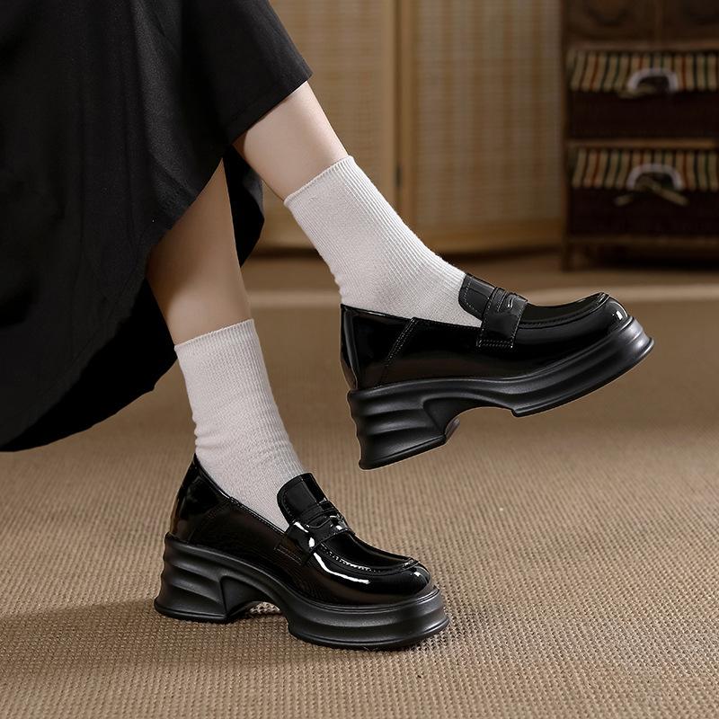 Small leather shoes women's new inner height-increasing women's shoes 3233 single shoes muffin shoes thick sole