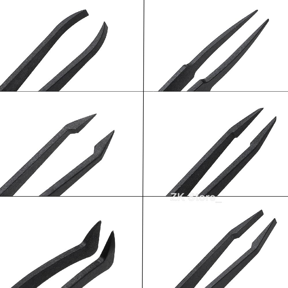 1/6 PCS Watch Repair Tool Kits Antistatic Carbon Fiber Tweezers Plastic Tweezers for Watchmaker Precision Accessory Installation