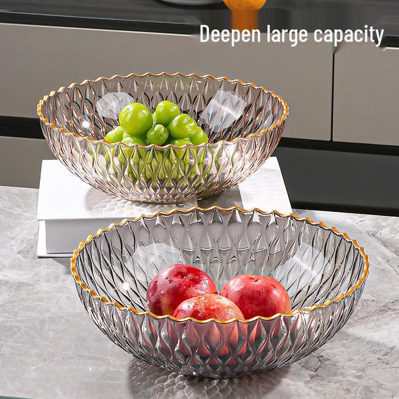 WUHE Light Luxury Gold-Rimmed Plastic Fruit Bowl Set