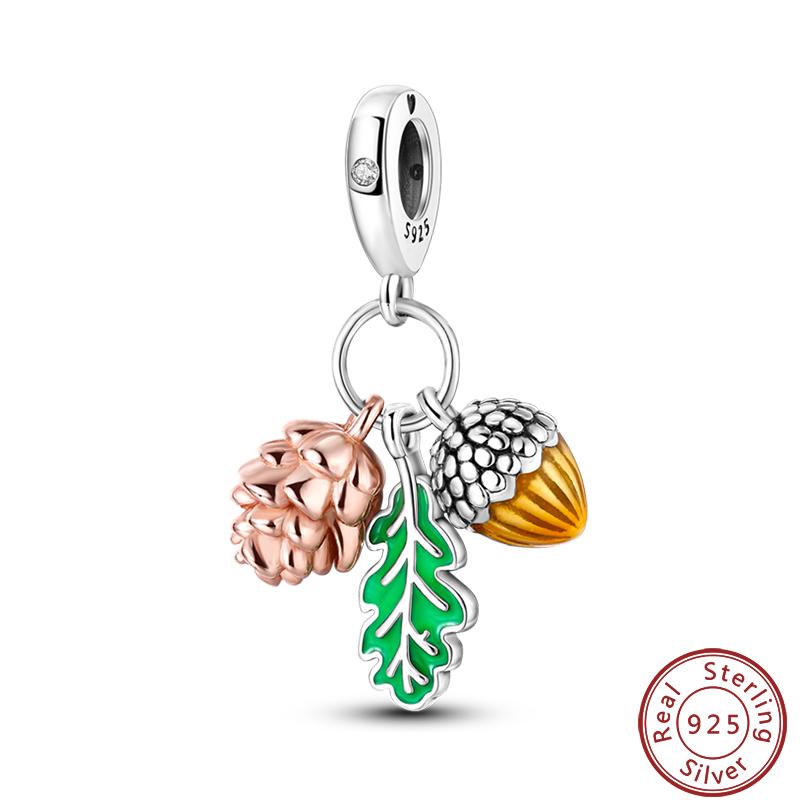 Copper Romantic Autumn Charms Beads Pumpkin Maple Leaf Scarecrow Harvest Pendant 3Mm Diy Fine Jewelry Accessories