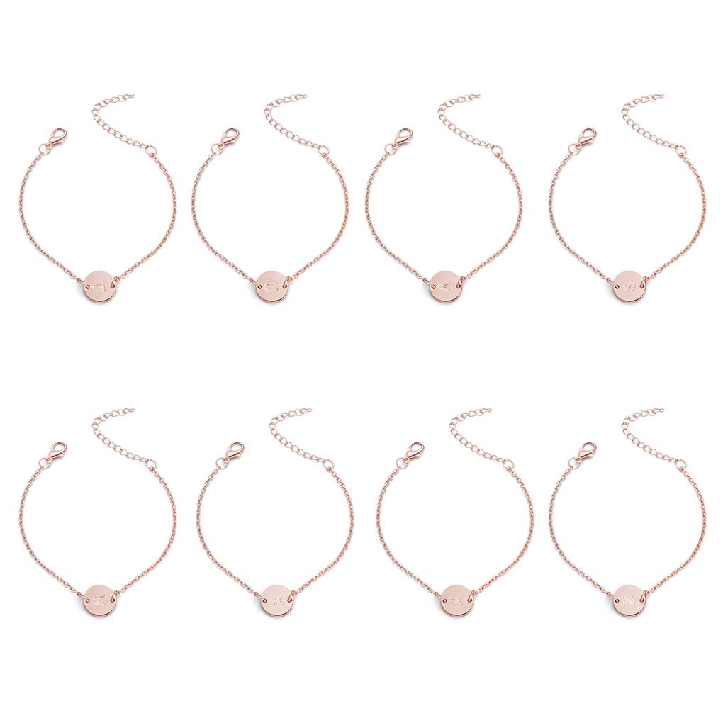 A-Z Chain Alphabet Wristband Bracelet Round Letters Pendant Lady Retro Bangles Girl Women Jewelry