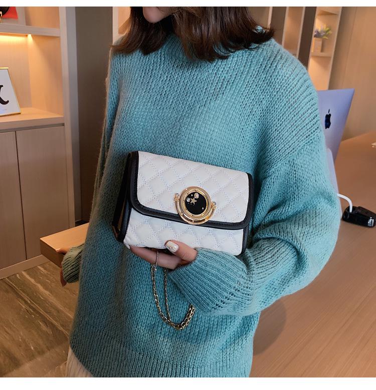 SCIONE Lock Bag Western Style Bag 2019 New Trendy Wild Messenger Bag Rhombus Chain Bag Fashion Small Square Bag