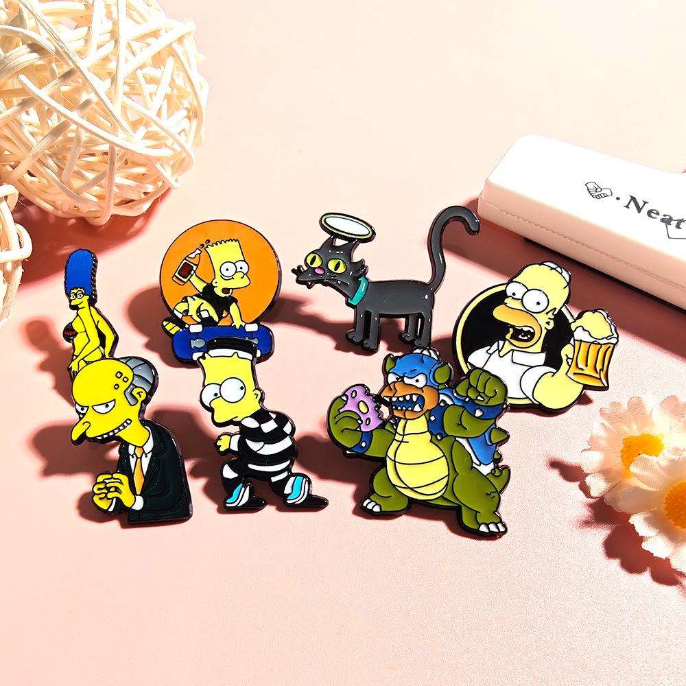 The Simpsons Cartoon Brooch: Cute and Funny Metal Pin Badge for Clothing Decoration