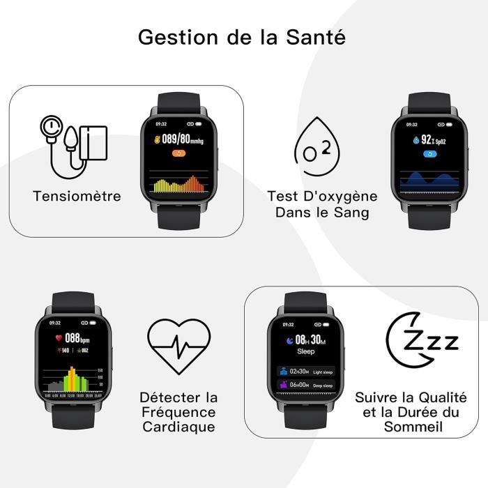 Montre connectée - generic - popglory - 1,85'' - appel bluetooth - suivi santé