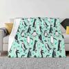 Lots Of Little Penguins On Mint Latest Super Soft Warm Light Thin Blanket Penguins Mint Green Fish Watercolor Pattern Cute