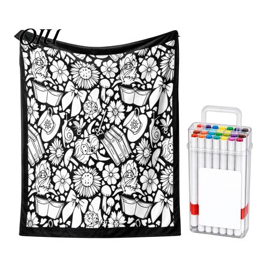 Diy Coloring Blanket for Adults DIY Blanket, Customizable Soft Skin Friendly Throw Creative Projects Decorative Stress Relief Interactive Project