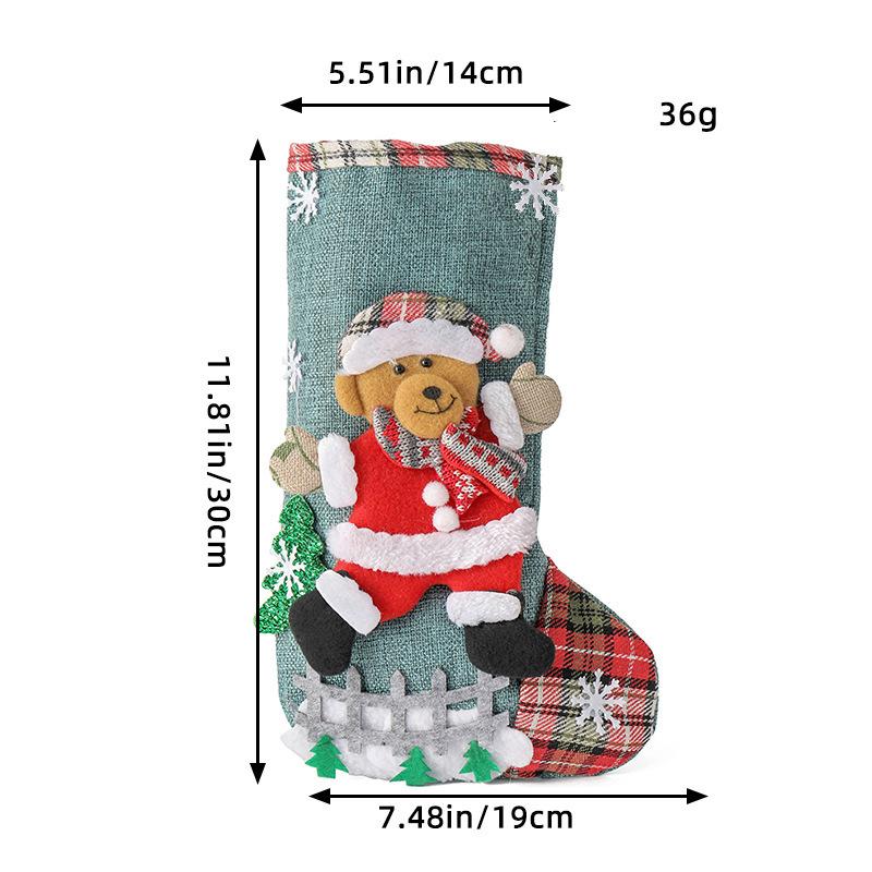 

4pcs Santa Snowman Reindeer Bag Christmas Stockings Toys Bag New Year Party Gift Bags Cotton Linen Decorations Cartoon Candy 19X30cm