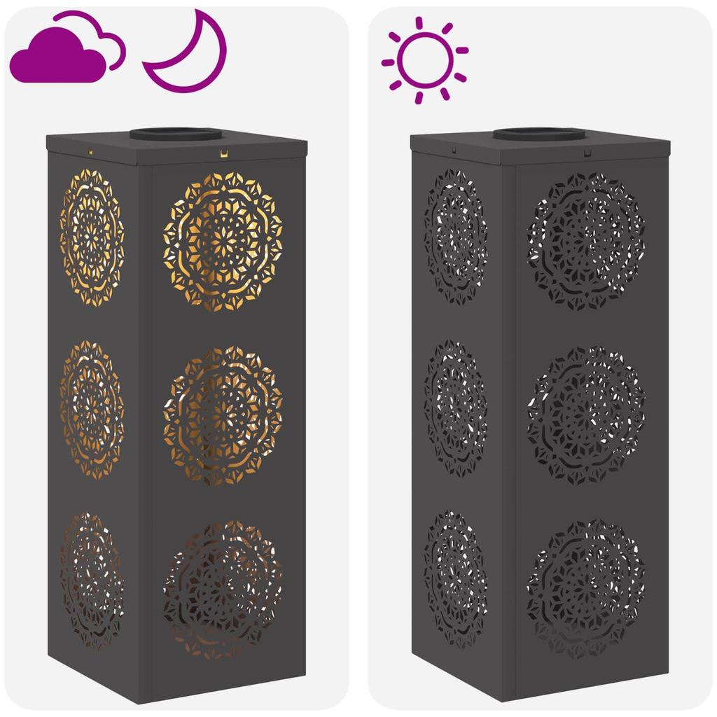 Solar LED Path Light 2 Pcs Black Cold Rolled Steel