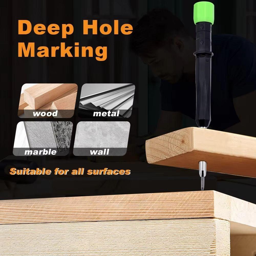 2.8mm Mechanical Pencil Deep Hole Marking with Sharpener/Ruler Solid Carpenter Pencil Long Head Metal Woodworking Marking Tool